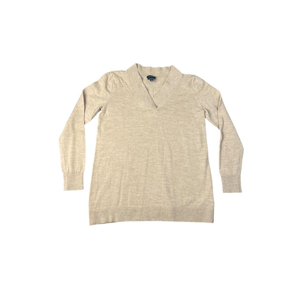 Talbots Women’s Small V-Neck 100% Pure Merino Wool Tan Sweater